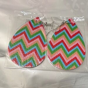 Multicolor Chevron Drop Earrings - Women Accessories